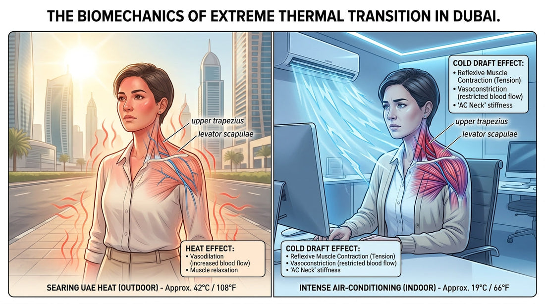 Why Your Shoulders Hurt After Long Hours in the UAE Heat + AC